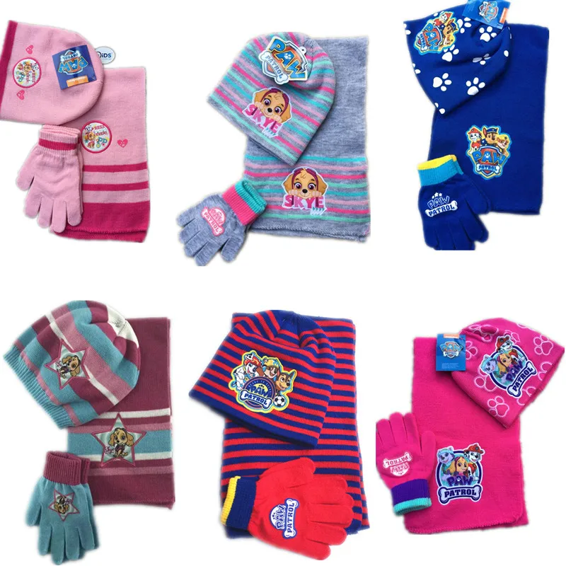 

Paw Patrol toys set Autumn And Winter Keep warm knitting weaving Scarf Gloves Hat Paw Patrol Birthday Christmas halloween Gift