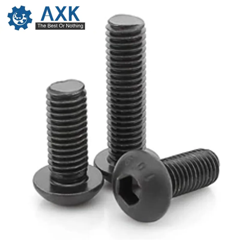 AXK 20 шт. M5 * 8/10/12/16/20/25/30/35/40/45/50 ISO7380 класс 10 9 черная панорамная головка Шестигранная