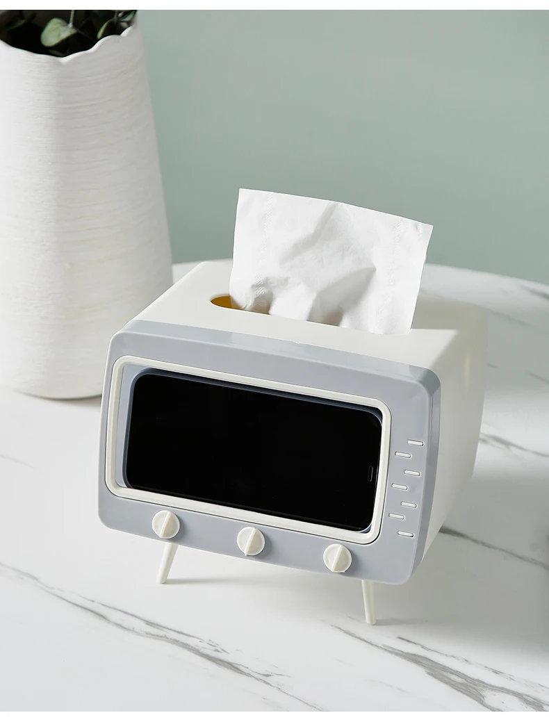 Retro Radio Model Tissue Box Desktop Paper Holder Vintage Dispenser Storage Napkin Case Organizer Ornament Wet Wipes Decoration