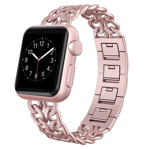 Ремешок из нержавеющей стали для Apple Watch series 5, 4, 40 мм, 44 мм, браслет с металлическими звеньями для iwatch series 1, 2, 3, ремешок 42 мм, 38 мм - Цвет ремешка: rose pink
