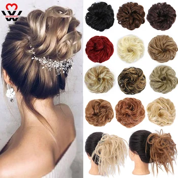 

MANWEI Synthetic Flexible Hair Buns Curly Scrunchy Chignon Elastic Messy Wavy Scrunchies Wrap For Extensions For Women