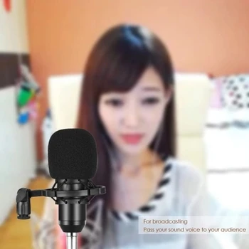 

Bm800 Condenser Microphone Studio Sound Recording Broadcasting With Shock Mount 3.5Mm Audio Cable Sponge Microphone