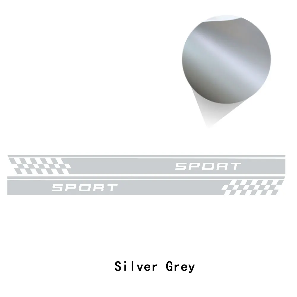silver gray 2 шт. гоночный Спорт Клетчатый Стиль двери автомобиля боковые полосы Стикеры тела наклейка для MINI Cooper Paceman R61 аксессуары - Название цвета: silver gray