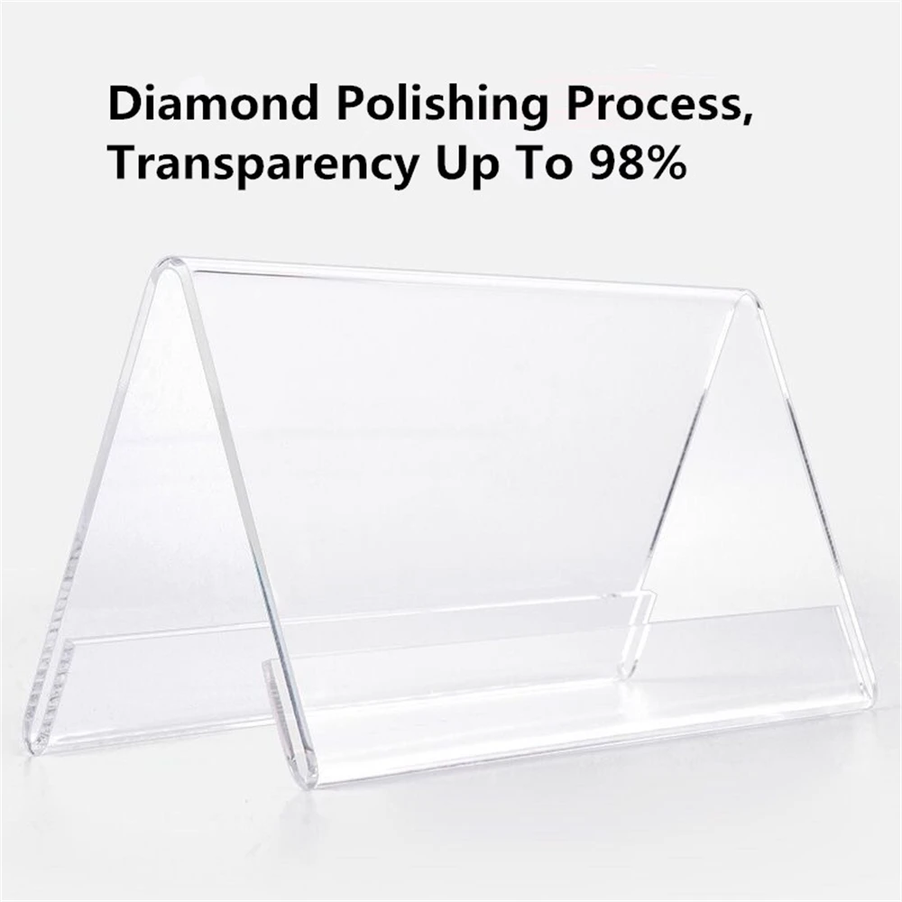 10 Pieces V Shape Clear Acrylic Sign Holder Display Price Tag Label Name Card Case Counter Top Shelf Stand