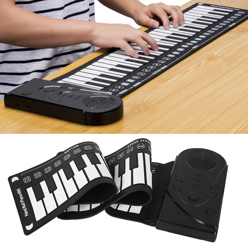 Портативная Гибкая цифровая клавиатура рулонное пианино 49 клавиш складное Силиконовое электронное рулонное пианино для детей игрушки для учащихся