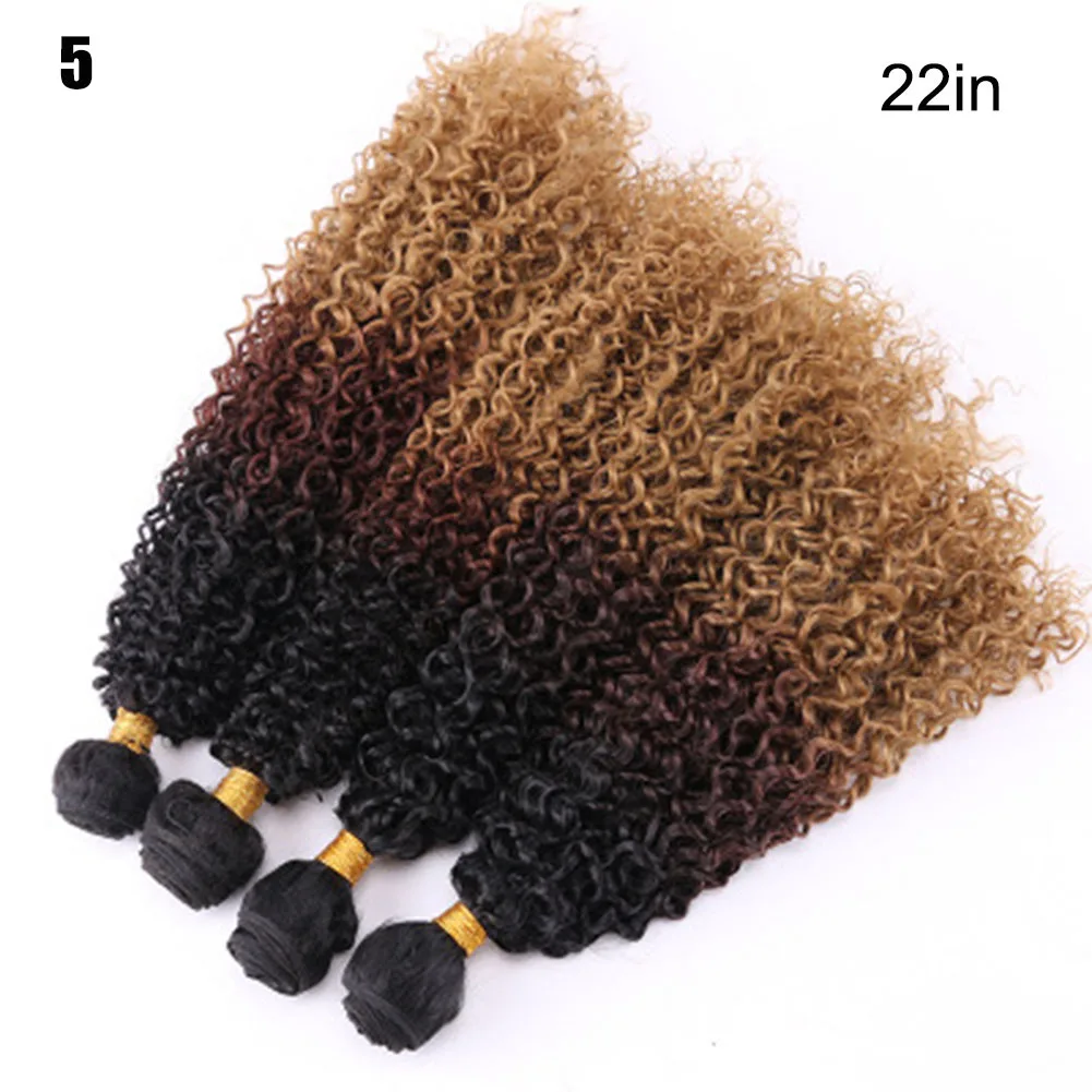 Высокие женские Омбре кудрявые волосы пряди СИНТЕТИЧЕСКОЕ Наращивание волос парики KTC 66 - Цвет: 5