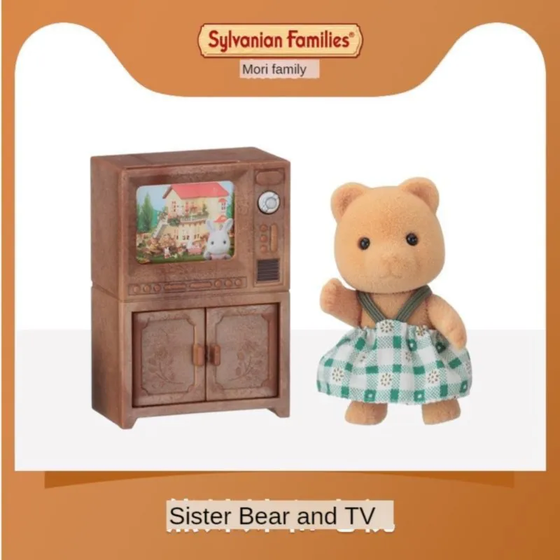 Sylvanian Families игрушка Sylvanian Families медведь сестра и телевизор девичий игровой дом кукла игрушка модель 5143