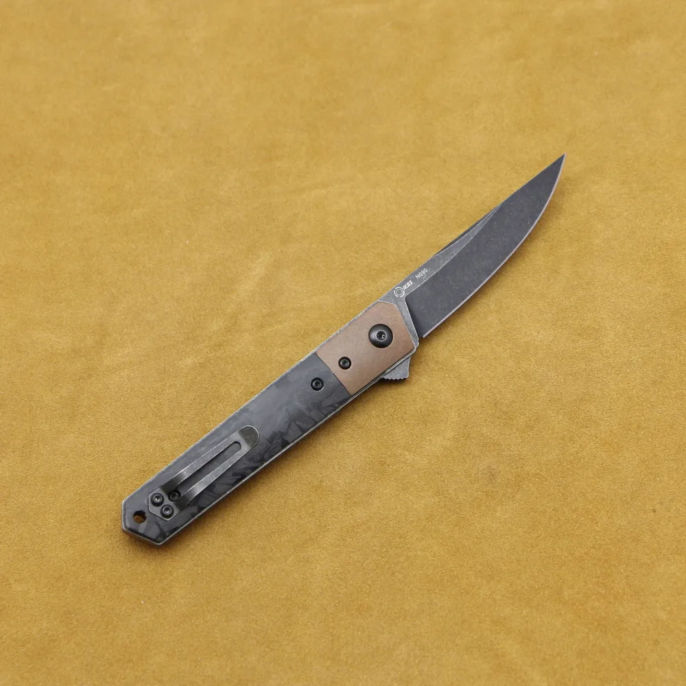 Новый нож Kanedeiia Kwaiken Flipper N690 лезвие из титановой меди/мрамора ручка CF для кемпинга