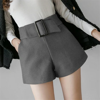 

Casual Solid Women Wide Leg Shorts Loose Invisible Zipper Summer Female Shorts Fashion Sashes Above Knee Office Loose Shorts