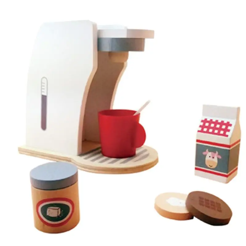 

1 Set Coffee Maker Educational Wooden Durable Creative Lightweight Coffee Maker for Children