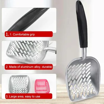 

Aluminum Alloy Scoop Sifter Deep Shovel Cleaner Tool for Cleaning Box Cat Litter Scoop Non-Stick Cleaner Tool