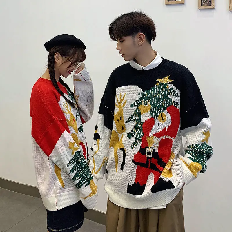 VERSNA/Высококачественный вязаный свитер с рисунком Санты, мужской Рождественский свитер большого размера, мужской зимний одинаковый Рождественский свитер s для пар