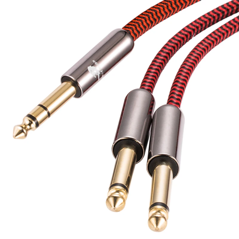 Hifi Audio Cable Stereo 6.35mm To Dual 6.35mm For Amplifier Sound Box