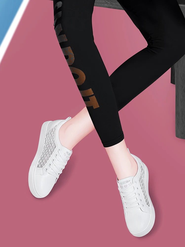 Season new two-layer cowhide round-toe flat bottom low-top shoes with internally increased solid color shoes women waterproof pl