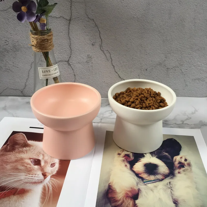 Новая керамическая миска для домашних животных, яркие цвета, миска для кошек с высокой ногой, миски для воды для домашних животных, миски для кошек, собак, товары для домашних животных