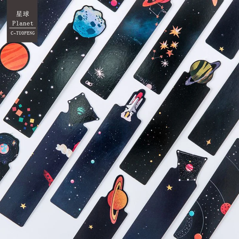 30 unids/pack varios planeta marcapáginas de papel con dibujo animales marcas lectura de libros tema Regalo creativo para niños papelería