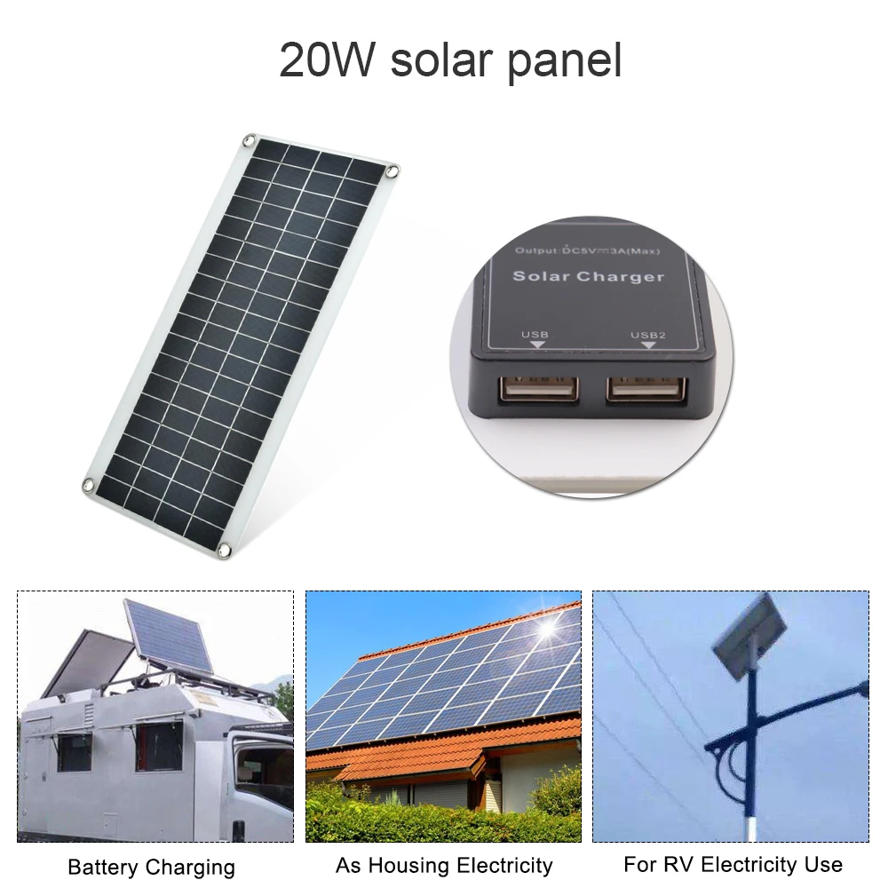 

20/25W solar panel 5V Double USB With 10A Dual USB Solar Panel Regulator Controller ect for car yacht RV Lights Charge