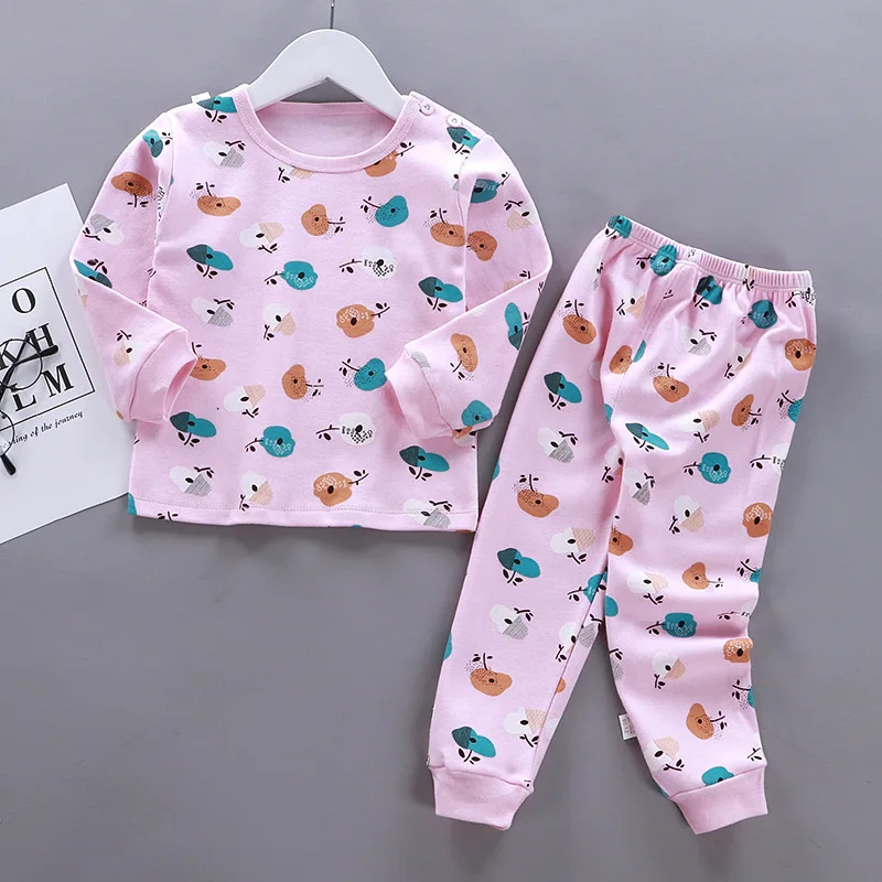 clothing kid suit 6M 12M 3T 5T Girls Pajama Sets Long Sleeve Girl Children's Set Cotton O-neck Sleepwear Kids Clothes Suit Toddler Rabbit Swan Cat children's clothing sets expensive