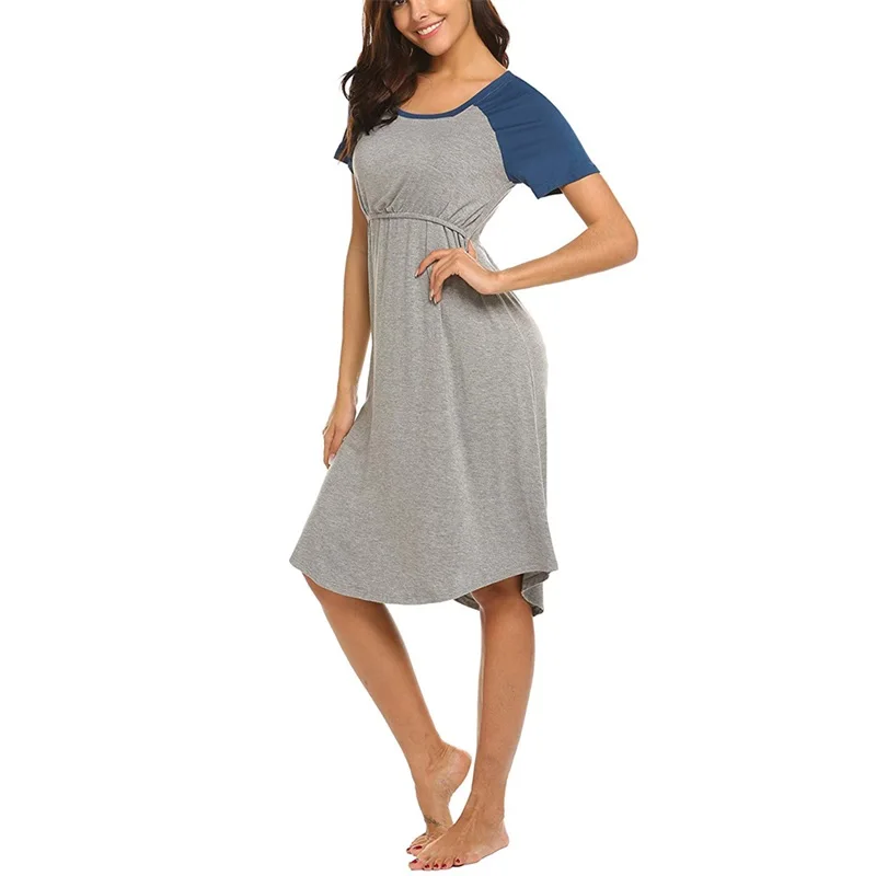 New round collar short sleeves breast-feeding dress for pregnant women nursing dresses breastfeeding breast feeding dress jurken