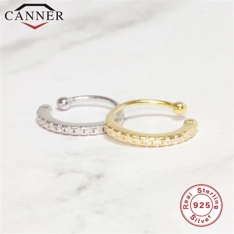 925 пробы серебряные серьги-клипсы, простые серьги-клипсы с цирконием для женщин, Золотая Серебряная Ушная манжета без пирсинга