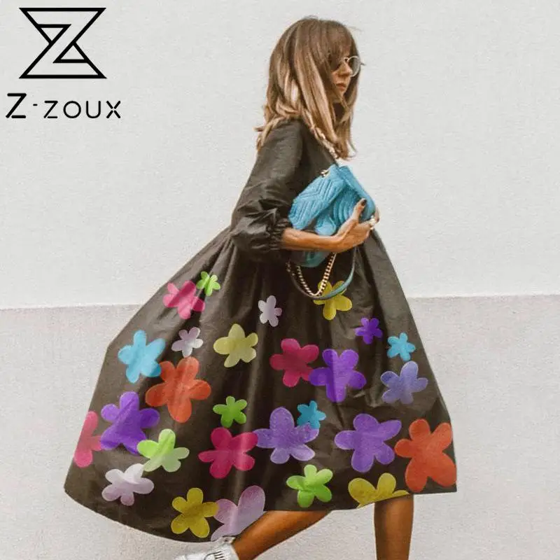 Z-ZOUX Women Dress Puff Sleeve Flower Printed Bohemian Dress Half Sleeves Loose Long Dresses Plus Size Summer Dresses 2020 New Z-ZOUX Women Dress Puff Sleeve Flower Printed Bohemian Dress Half Sleeves Loose Long Dresses Plus Size Summer Dresses 2020 New