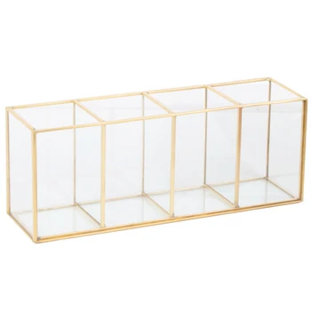 

Hot XD-Luxury Clear Glass Makeup Box Cosmetic Storage Box Makeup Brushes Organizer Pencil Lipstick Holder Makeup Tools Organizer