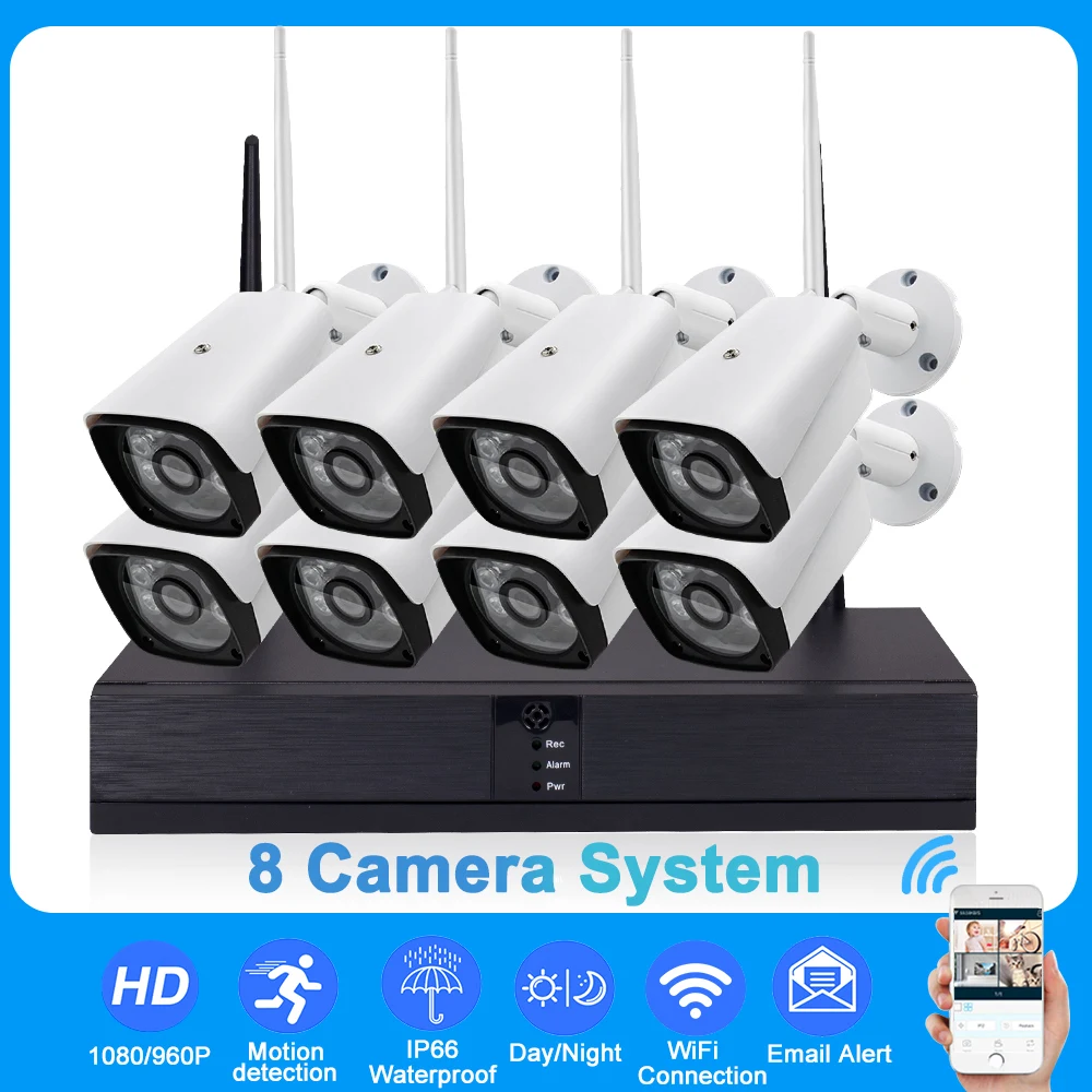 

4CH Wide Angle 3.6mm Outdoor INVR Kit PoE 1080P 960P P2P CCTV Outdoor Camera Metal Case Security Waterproof