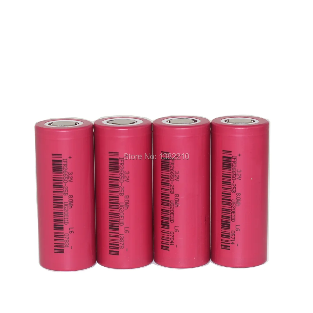 8PCS/LOT LiFePo4 3.2V 26650 2500mAh Max 50C 125A Discharge Current For Jump Starter jumper box