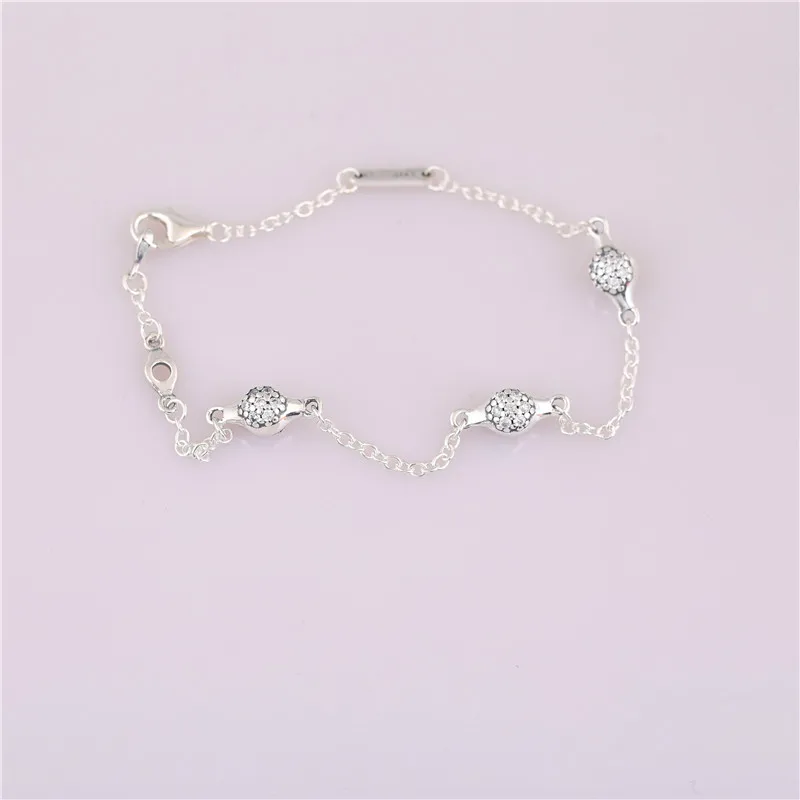 Браслет из стерлингового серебра 925 пробы Белый Циркон CZ регулируемый браслет любовь pod браслет подарок на день рождения