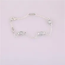 Браслет из стерлингового серебра 925 пробы Белый Циркон CZ регулируемый браслет любовь pod браслет подарок на день рождения