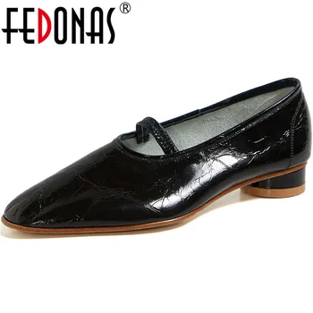 

FEDONAS Concise Mary Janes Loafers Genuine Leather Heels 2020 Chunky Heels Shoes For Women Working Office Lady Shoes Woman
