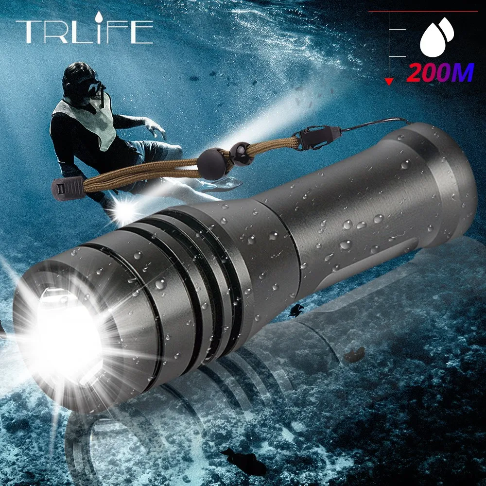 

Powerful L2 Diving flashlight LED Underwater Scuba Flashlights Waterproof Portable Lantern Lights dive light Torch by 14500 AA