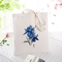 Синяя серия сумки вместительная сумка для покупок сумка на заказ Печать логотипа холст текст DIY ежедневное использование экологическая многоразовая утилизация