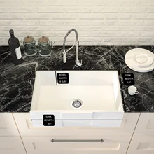 30 X 18 Inch Farmhouse  Square  Apron Front  Kitchen  Sink  Ceramic Sink Reversible Single Bowl
