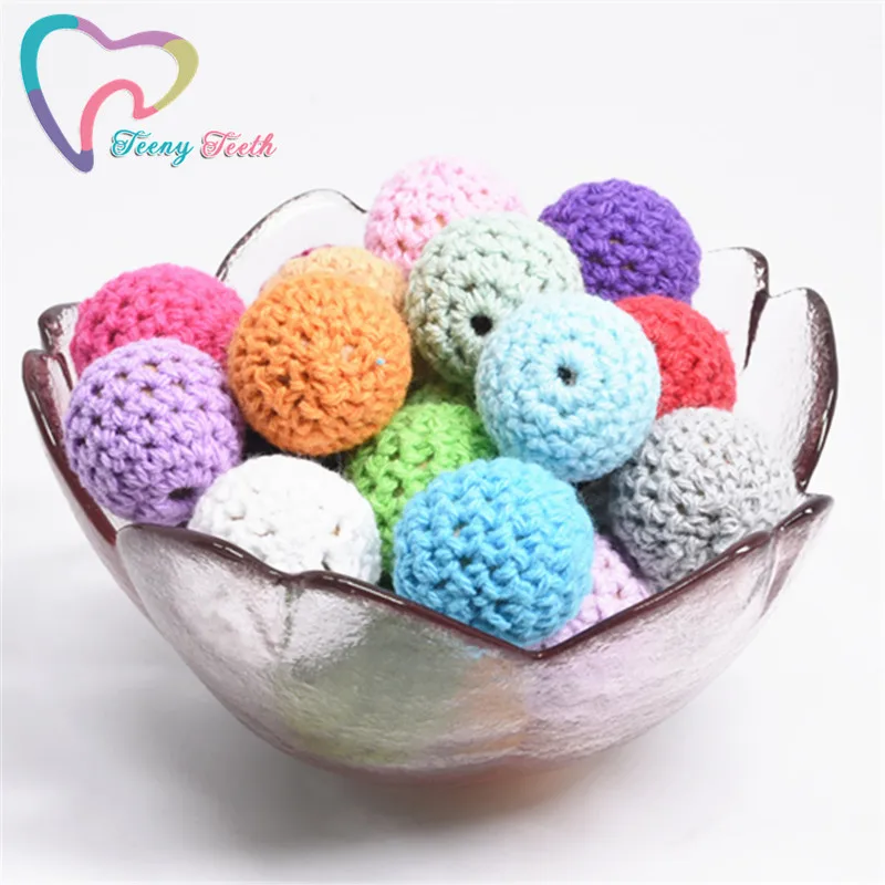 50 PCS Round 20 MM Crochet Beads Wooden Cotton Handmade Teething Balls 26 Colors Available | Украшения и аксессуары