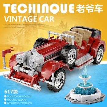

Creator MOC Technic roadster vintage car mustanged building blocks Gold-plated Wheels bricks assemble toys for children gifts