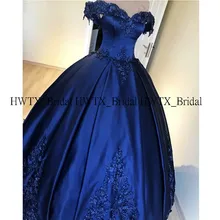 HWTX_Bridal новое бальное платье Бальные платья на заказ плюс размер с открытыми плечами атлас с кружевом с бусинами длинное Королевское синее платье для выпускного вечера