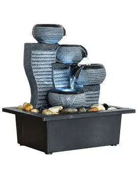 

Indoor Desk Waterfall Fountain Decor with LED Illuminated Indoor Portable Relaxation Waterfall Tabletop Fountains 10 1/5" High