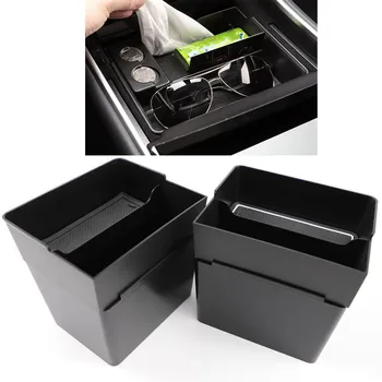 

For Tesla MODEL 3 and Tesla MODEL Y 2017-2020 Double Storage Design Tissue Box Trash can Stowing Tidying Central storage box