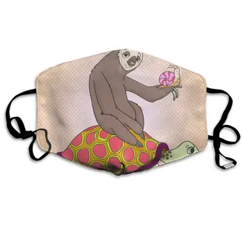 

Dustproof Washable Reusable Funny Sloth Riding Turtle Mouth Cover Mask Respirator Germ Protective Warm Windproof Mask