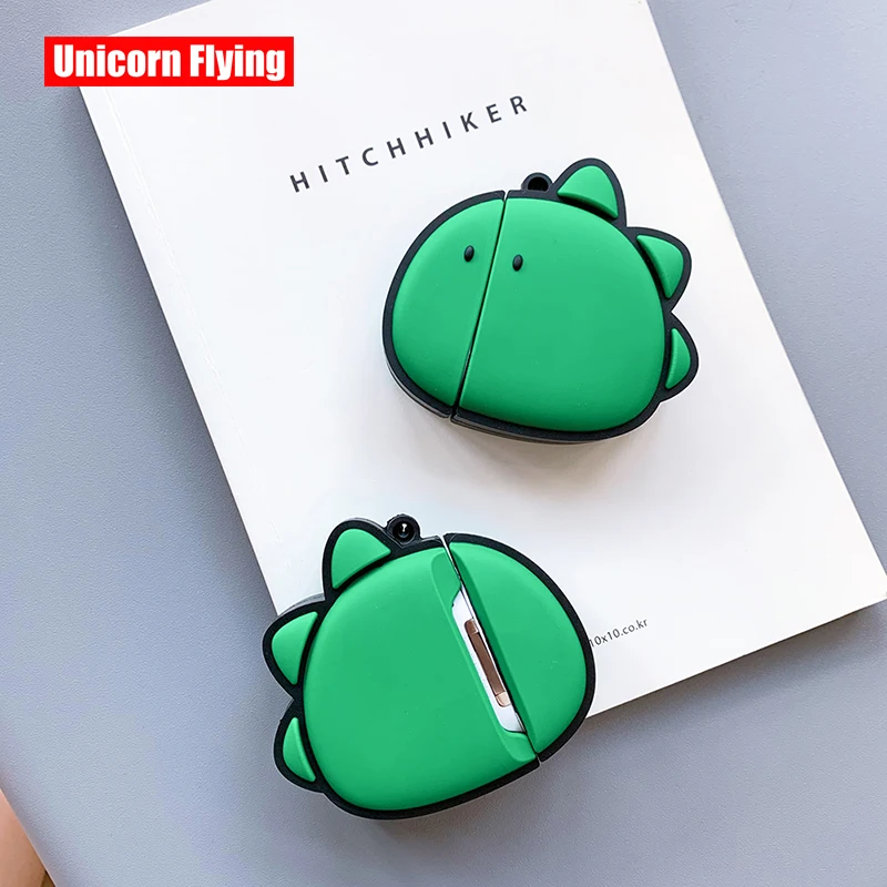 

LinXiang 3D Cartoon Little Dinosaur Head Shape Wireless Bluetooth Earphone Silicone Protective Case For Apple Airpods 1 2