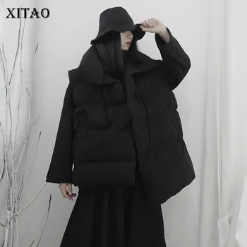 

XITAO Irregular Black Vest Fashion New 2019 Elegant Pocket Sleeveless Turn Down Collar Plaid Small Fresh Minority Vest DMY1482