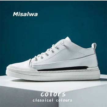 

Misalwa Leather Men's Shoes Korean White Shoes Spring Summer Casual Sneakers New Men's Shoes Trendy High Top Male Loafers