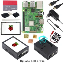Raspberry Pi 3 Model B + чехол из АБС-пластика + SD-карта 32 ГБ + адаптер питания + радиаторы + дополнительный сенсорный экран 3,5 дюйма для RPI 3B + Raspberry Pi 3 Model B + чехол из АБС-пластика + SD-карта 32 ГБ + адаптер питания + радиаторы + дополнительный сенсорный экран 3,5 дюйма для RPI 3B +