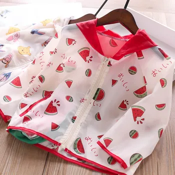 

2020 Summer Girls Hooded Letters Watermelon Animal Cartoon Coat Wholesale