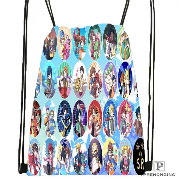 Drawstring Backpack Custom digimon(31) походная сумка на шнурке милый рюкзак для детей(черная спинка) 31x40 см# 180612-03-digimon - Цвет: Drawstring Backpack