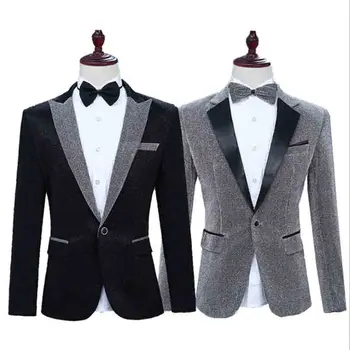 

Men Suit Jacket Gray Black Tuxedo Modern Fashion Groomsmen Wedding Lapel One-Button Slim Fit Suit Jackets For Men Plus Size