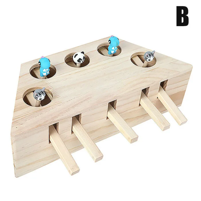 Whack Mole mouse кошка упражняющая игрушка твердая деревянная головоломка коробка с 3/5 отверстиями игрушки для животных TB
