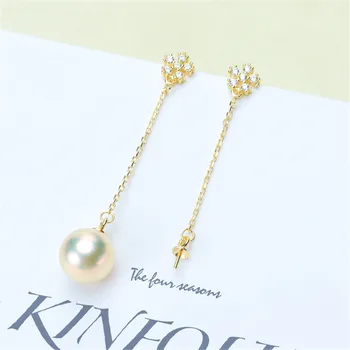 

DIY Pearl Stud Earrings Holder S925 Sterling Silver Earrings Settings Women DIY Earrings Jewelry Findings