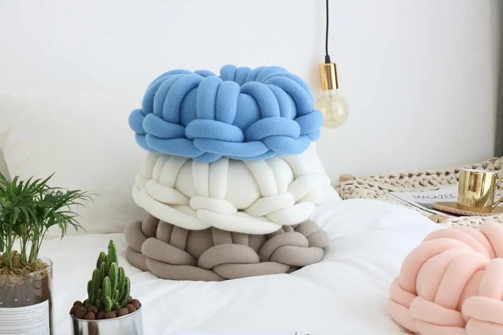 Battilo Handmade Knot Ball Plush Throw Pillow Donut Sofa Accent Pillow Seat Cushion- Home Office Sofa Decor Battilo Handmade Knot Ball Plush Throw Pillow Donut Sofa Accent Pillow Seat Cushion- Home Office Sofa Decor